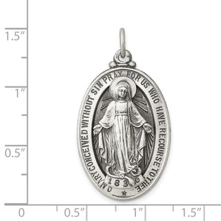 Sterling Silver Antiqued Miraculous Medal Pendant QC5524