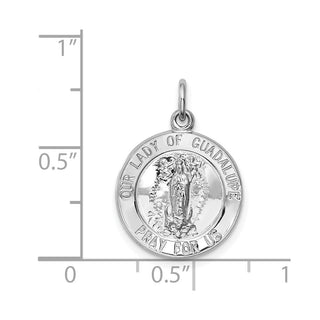Sterling Silver Rhodium-plated Our Lady of Guadalupe Medal Pendant QC5569