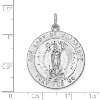 Sterling Silver Rhodium-plated Our Lady of Guadalupe Medal Pendant QC5570