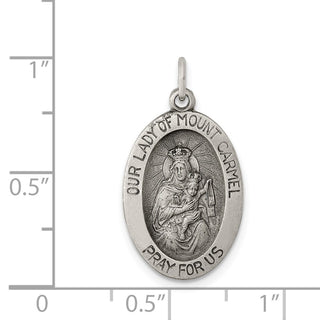 Sterling Silver Antiqued Our Lady of Mt.Carmel Medal Pendant