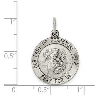 Sterling Silver Our Lady of Perpetual Help Round Medal Pendant