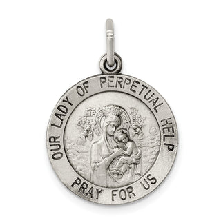 Sterling Silver Our Lady of Perpetual Help Round Medal Pendant
