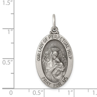 Sterling Silver Antiqued Our Lady of Perpetual Help Medal Pendant