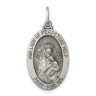 Sterling Silver Antiqued Our Lady of Perpetual Help Medal Pendant