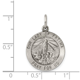 Sterling Silver Antiqued Our Lady of Fatima Medal Pendant