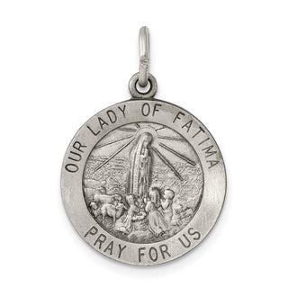 Sterling Silver Antiqued Our Lady of Fatima Medal Pendant