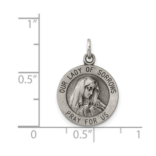 Sterling Silver Antiqued Our Lady of Sorrows Medal Pendant