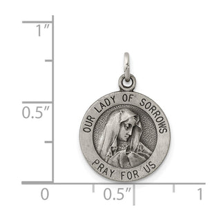 Sterling Silver Antiqued Our Lady of Sorrows Medal Pendant
