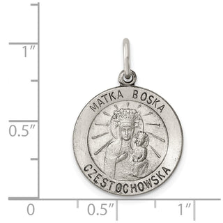 Sterling Silver Antiqued Matka Boska Medal Pendant