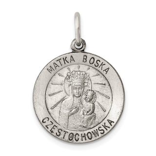 Sterling Silver Antiqued Matka Boska Medal Pendant