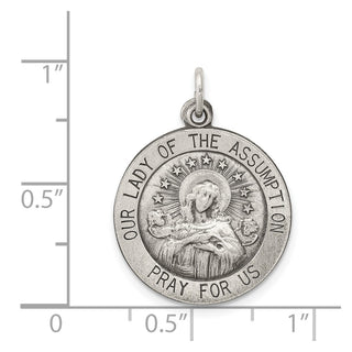 Sterling Silver Antiqued Our Lady of the Assumption Medal Pendant