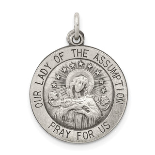 Sterling Silver Antiqued Our Lady of the Assumption Medal Pendant