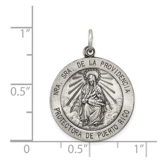 Sterling Silver Antiqued De La Providencia Medal Pendant QC5589