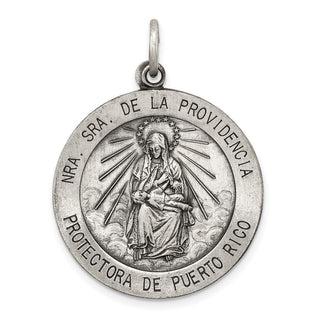Sterling Silver Antiqued De La Providencia Medal Pendant QC5589