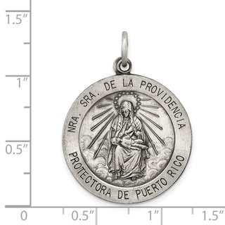 Sterling Silver Antiqued De La Providencia Medal Pendant QC5590