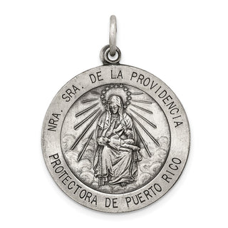 Sterling Silver Antiqued De La Providencia Medal Pendant QC5590