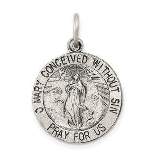 Sterling Silver Antiqued Blessed Mother Medal Pendant