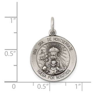 Sterling Silver Antiqued Lady Of Montserrate Medal Pendant