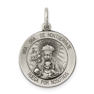 Sterling Silver Antiqued Lady Of Montserrate Medal Pendant