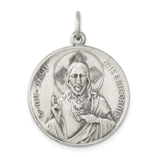 Sterling Silver Antiqued Our Lady of the Holy Scapular Medal Pendant