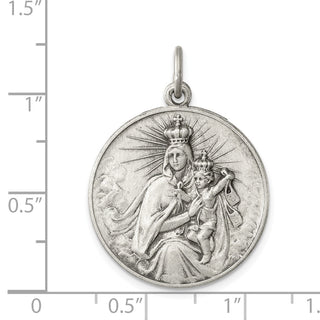 Sterling Silver Antiqued Our Lady of the Holy Scapular Medal Pendant