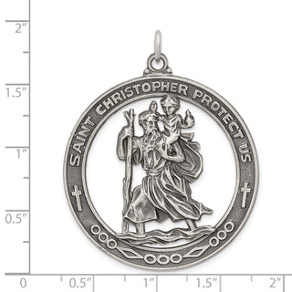 Sterling Silver Antiqued Saint Christopher Medal Pendant QC5599