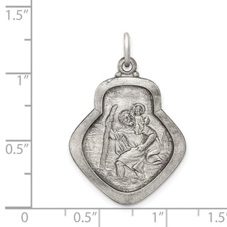 Sterling Silver Antiqued Saint Christopher Medal Pendant QC5600