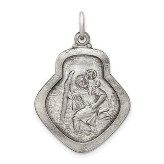 Sterling Silver Antiqued Saint Christopher Medal Pendant QC5600