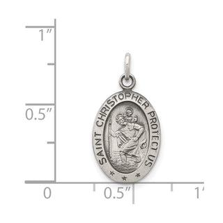Sterling Silver Antiqued Saint Christopher Medal Pendant QC5601