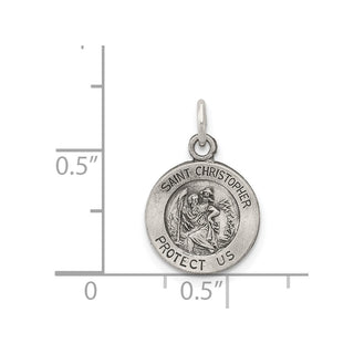 Sterling Silver Antiqued Saint Christopher Medal Pendant QC5602