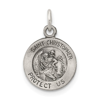 Sterling Silver Antiqued Saint Christopher Medal Pendant QC5602