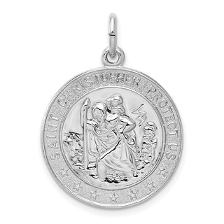 Sterling Silver Rhodium-plated Saint Christopher Medal Pendant QC5605