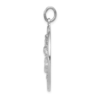Rhodium-Plated Sterling Silver St. Christopher Medal Pendant - 37 x 30mm, Polished