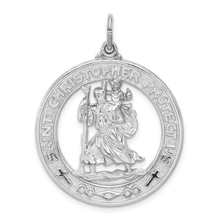 Sterling Silver Rhodium-plated Saint Christopher Medal Pendant QC5608