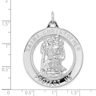 Sterling Silver Rhodium-plated Saint Christopher Medal Pendant QC5609