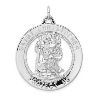 Sterling Silver Rhodium-plated Saint Christopher Medal Pendant QC5609