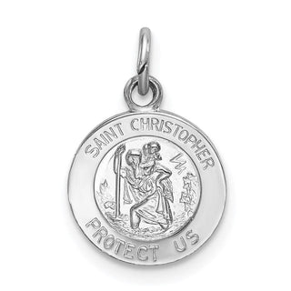 Sterling Silver Rhodium-plated Saint Christopher Medal Pendant QC5610