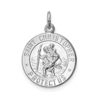 Sterling Silver Rhodium-plated Saint Christopher Medal Pendant QC5611