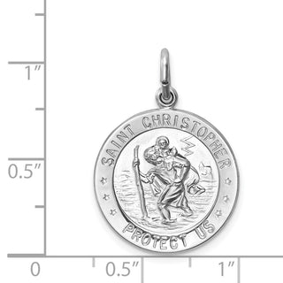 Sterling Silver Rhodium-plated Saint Christopher Medal Pendant QC5612