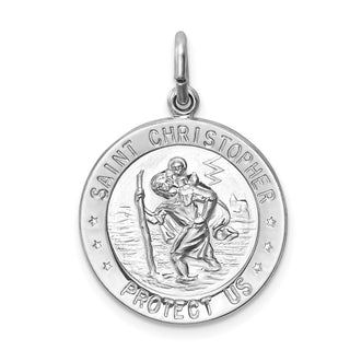 Sterling Silver Rhodium-plated Saint Christopher Medal Pendant QC5612