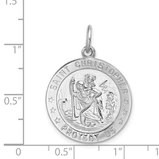 Sterling Silver Rhodium-plated Saint Christopher Medal Pendant QC5613