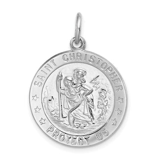 Sterling Silver Rhodium-plated Saint Christopher Medal Pendant QC5613