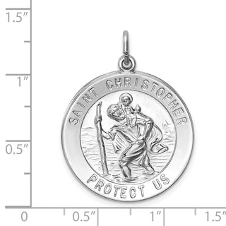 Sterling Silver Rhodium-plated Saint Christopher Medal Pendant QC5614