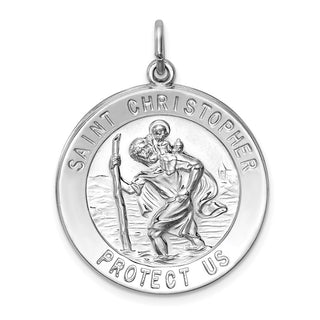 Sterling Silver Rhodium-plated Saint Christopher Medal Pendant QC5614