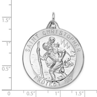 Sterling Silver Rhodium-plated Saint Christopher Medal Pendant QC5615