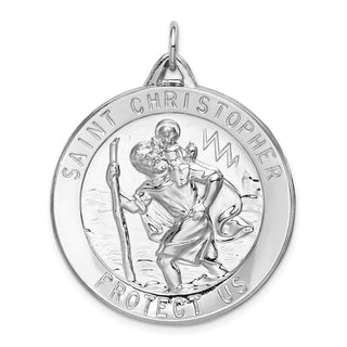Sterling Silver Rhodium-plated Saint Christopher Medal Pendant QC5615