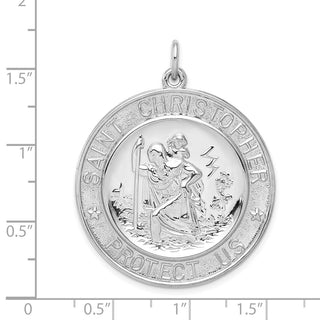 Sterling Silver Rhodium-plated Saint Christopher Medal Pendant QC5616