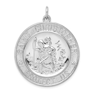 Sterling Silver Rhodium-plated Saint Christopher Medal Pendant QC5616