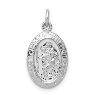Sterling Silver Rhodium-plated Saint Christopher Medal Pendant QC5617