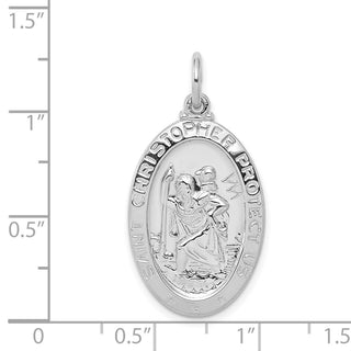 Sterling Silver Rhodium-plated Saint Christopher Medal Pendant QC5618